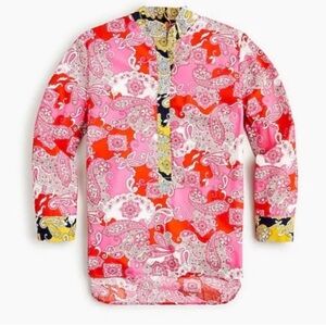 Pink and Red Paisley Cotton Fabric popover tunic